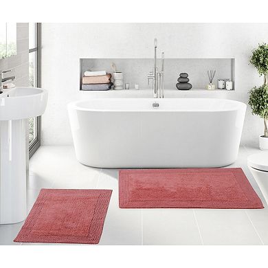 Home Weavers Luxury Collection 100% Cotton Reversible Bathroom Rugs Two Piece Set
