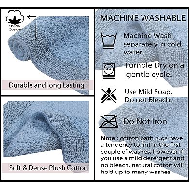 Home Weavers Luxury Collection 100% Cotton Reversible Bathroom Rugs - 21"x34"