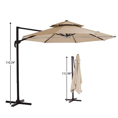 13ft Patio Cantilever Umbrella with Iron Pole, UV-Resistant(Base not Included)