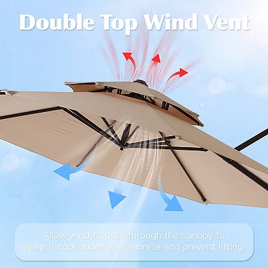 13ft Patio Cantilever Umbrella with Iron Pole, UV-Resistant(Base not Included)