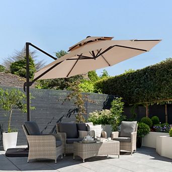 13ft Patio Cantilever Umbrella with Iron Pole, UV-Resistant(Base not Included)