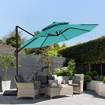 13ft Patio Cantilever Umbrella with Iron Pole, UV-Resistant(Base not Included)