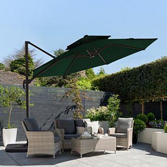 13ft Patio Cantilever Umbrella with Iron Pole, UV-Resistant(Base not Included)