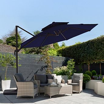13ft Patio Cantilever Umbrella with Iron Pole, UV-Resistant(Base not Included)