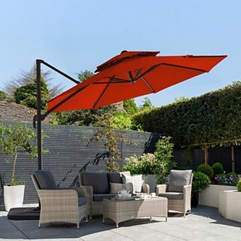 13ft Patio Cantilever Umbrella with Iron Pole, UV-Resistant(Base not Included)
