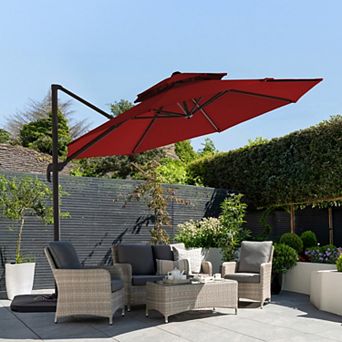 13ft Patio Cantilever Umbrella with Iron Pole, UV-Resistant(Base not Included)