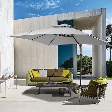 Serwall 9x9ft Rectangular Patio Cantilever Umbrella with UV-Resistant sold with base