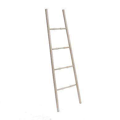 LuxenHome Rustic Birch Wood 4-Rung Blanket Ladder