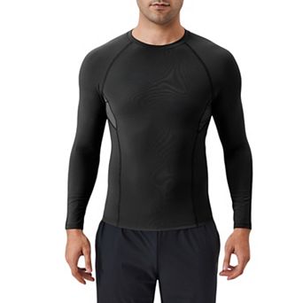 Mens Long Sleeve Compression Shirt with Stretch Fit and Athletic Seam Detailing