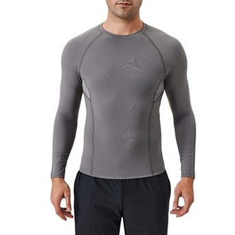 Mens Long Sleeve Compression Shirt with Stretch Fit and Athletic Seam Detailing