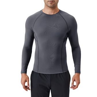 Mens Long Sleeve Compression Shirt with Stretch Fit and Athletic Seam Detailing