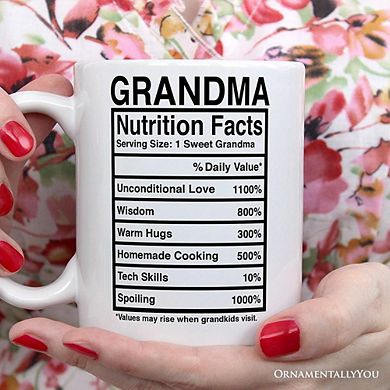 Grandma Nutrition Facts Mug, Birthday Gift
