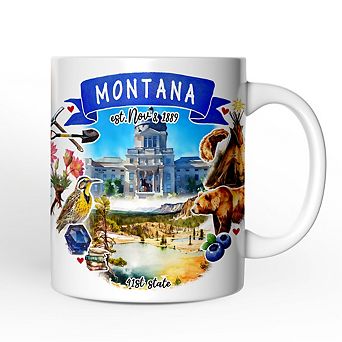 Artistic Montana State Themes and Landmarks Mug