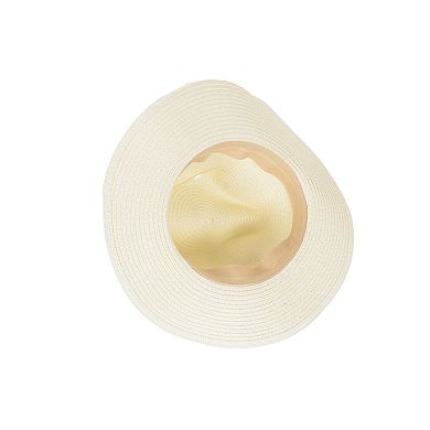 Women's Wide Brim Straw Fedora Sun Hat with Band Lightweight Packable Panama Hat for UV Protection