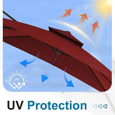 Serwall 10x10ft Rectangular Patio Cantilever Umbrella with UV-Resistant sold with base