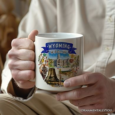 Artistic Wyoming State Themes and Landmarks Mug