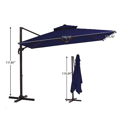 12x12ft Rectangular Patio Cantilever Umbrella with UV-Resistant(Base not Included)