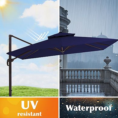 12x12ft Rectangular Patio Cantilever Umbrella with UV-Resistant(Base not Included)