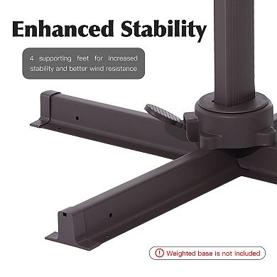 12x12ft Rectangular Patio Cantilever Umbrella with UV-Resistant(Base not Included)
