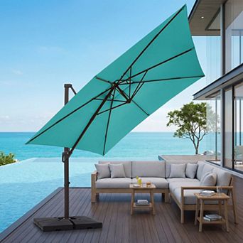12x12ft Beige Rectangular Patio Cantilever Umbrella with UV-Resistant(Base not Included)