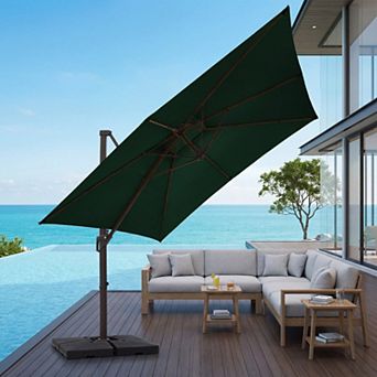 12x12ft Beige Rectangular Patio Cantilever Umbrella with UV-Resistant(Base not Included)