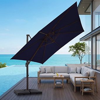 12x12ft Beige Rectangular Patio Cantilever Umbrella with UV-Resistant(Base not Included)