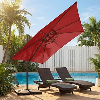 12x12ft Beige Rectangular Patio Cantilever Umbrella with UV-Resistant(Base not Included)