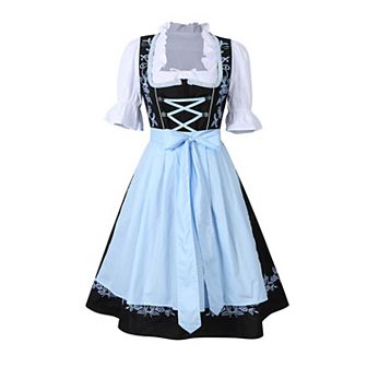 Costumes Women's Plus Size Oktoberfest Dirndl Set Blue Embroidery