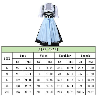 Costumes Women's Plus Size Oktoberfest Dirndl Set Blue Embroidery