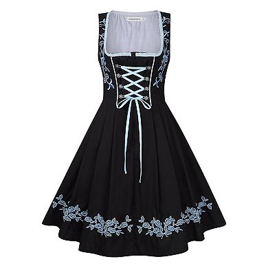 Costumes Women's Plus Size Oktoberfest Dirndl Set Blue Embroidery