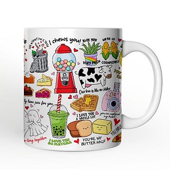 Hand Drawn Corny Love Puns Valentine Mug