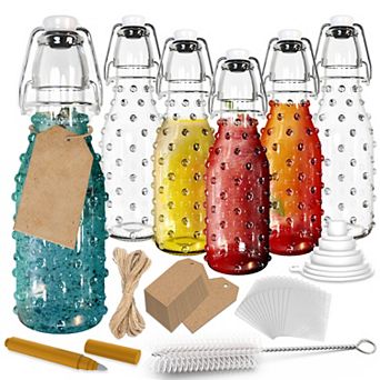 Nevlers 8.5 oz Dotted Round Swing Top Glass Bottle Set (Pack of 6)