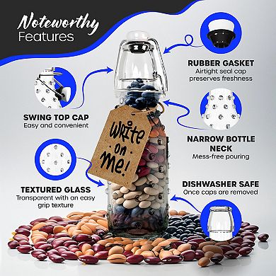 Nevlers 8.5 oz Dotted Round Swing Top Glass Bottle Set (Pack of 12)