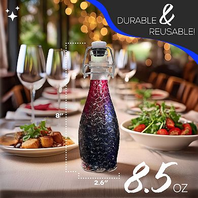 Nevlers 8.5 oz Textured Teardrop Swing Top Glass Bottle Set (Pack of 12)