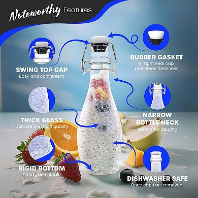 Nevlers 8.5 oz Textured Teardrop Swing Top Glass Bottle Set (Pack of 12)