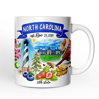 Artistic North Carolina State Themes and Landmarks Mug