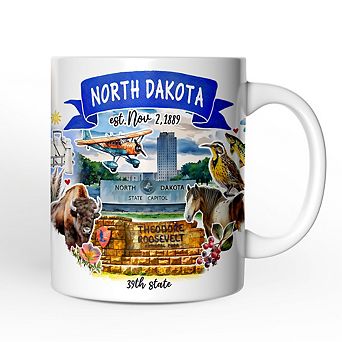 Artistic North Dakota State Themes and Landmarks Mug
