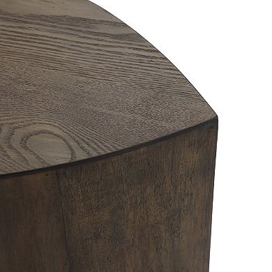 LuxenHome 2-Piece Teardrop Drum Wood Side Tables Set in Walnut Finish