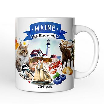 Artistic Maine State Themes and Landmarks Mug