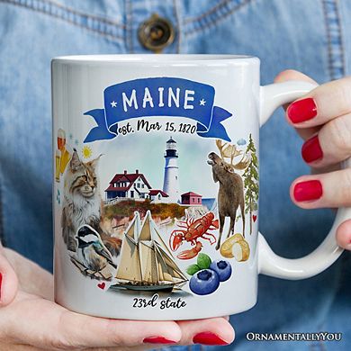 Artistic Maine State Themes and Landmarks Mug