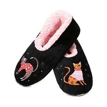 Women's Sweater Cats Sherpa Lined Slippers