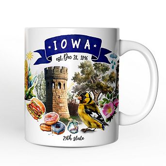 Artistic Iowa State Themes and Landmarks Mug