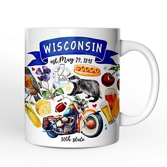 Artistic Wisconsin State Themes and Landmarks Mug