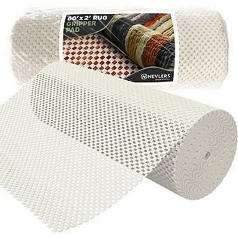 Nevlers 2 ft. x 60 ft. White Anti Slip Rug Pad Roll for Hard Surface Flooring
