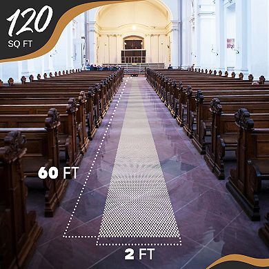 Nevlers 2 ft. x 60 ft. White Anti Slip Rug Pad Roll for Hard Surface Flooring