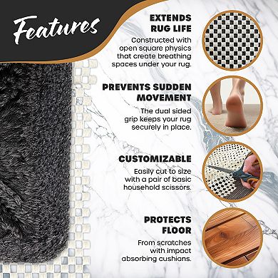 Nevlers 2 ft. x 60 ft. White Anti Slip Rug Pad Roll for Hard Surface Flooring