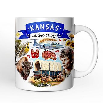 Artistic Kansas State Themes and Landmarks Mug