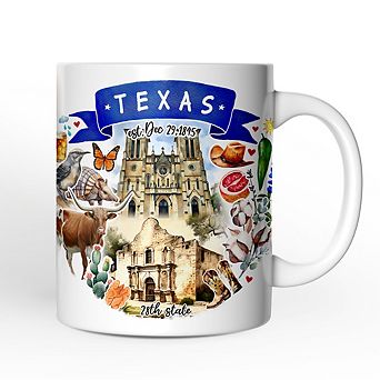 Artistic Texas State Themes and Landmarks Mug