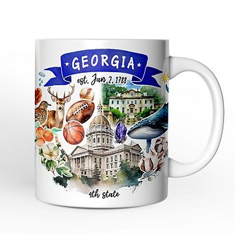 Artistic Georgia State Themes and Landmarks Mug