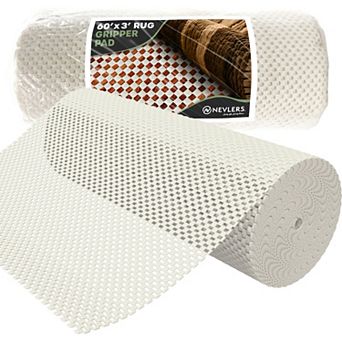 Nevlers 3 ft. x 60 ft. White Anti Slip Rug Pad Roll for Hard Surface Flooring